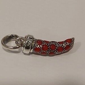 Auth. Pandora *Retired* Sterling Silver Red Corno Amulet w/Red Enamel 397203EN07